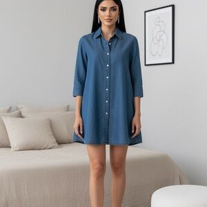 Foxcroft Blue Long Sleeve Dress